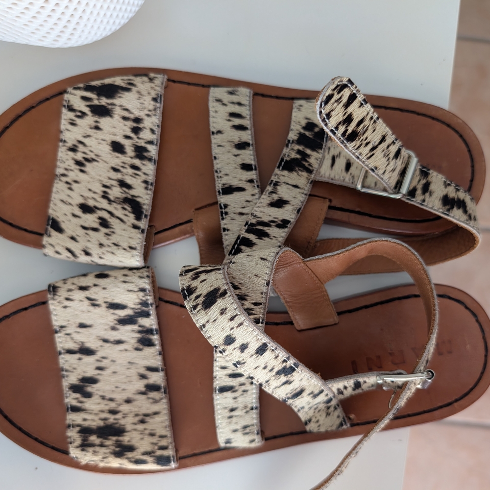 Marni Black and Tan Strappy Sandals